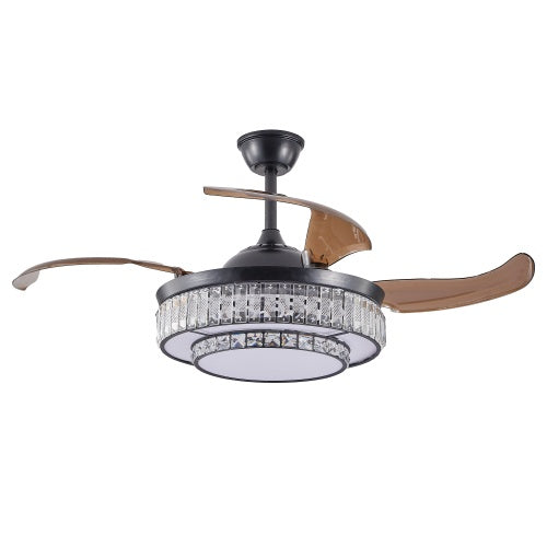 Modern LED Retractable Ceiling Fan With Light And Remote Control Inkedjoy