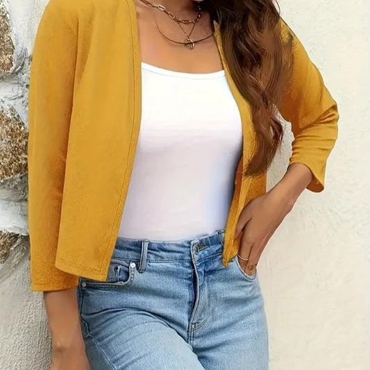 Solid Color Cardigan Casual Long-sleeved Sweater null