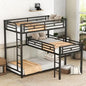 L-shaped Metal Triple Twin Size Bunk Bed, Black My Store