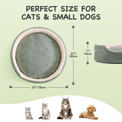 Washable Pet Bed For Cats & Small Dogs - 23x23x7 Inch Round Orthopedic Bed With Non-Slip Bottom -Sage Green My Store