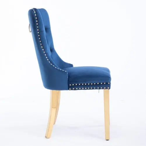 High-end Tufted Solid Wood Contemporary Velvet Upholstered Dining Chair With Golden Stainless Steel Plating Legs,Nailhead Trim,Set Of 2 My Store