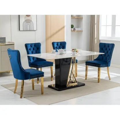 High-end Tufted Solid Wood Contemporary Velvet Upholstered Dining Chair With Golden Stainless Steel Plating Legs,Nailhead Trim,Set Of 2 My Store