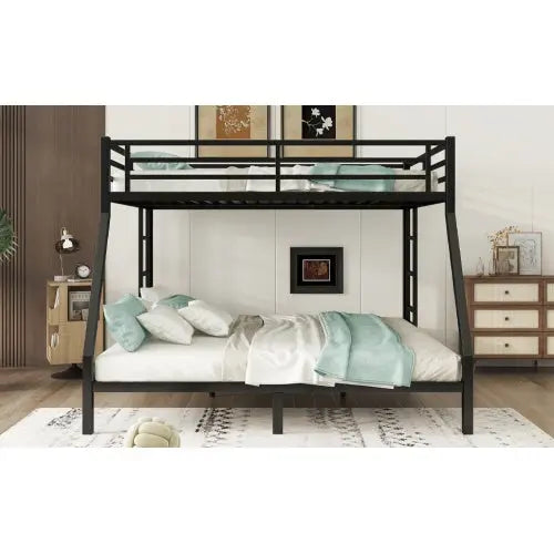 Metal Queen Over King Bunk Bed - Black My Store