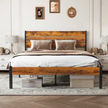 Metal Platform Bed Frame - Mattress Foundation With Headboard And Footboard My Store