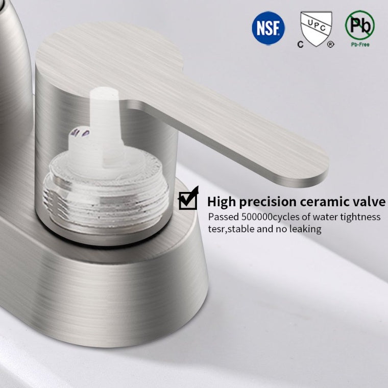 2 Handles Bathroom Sink Faucet, Brushed Nickel My Store