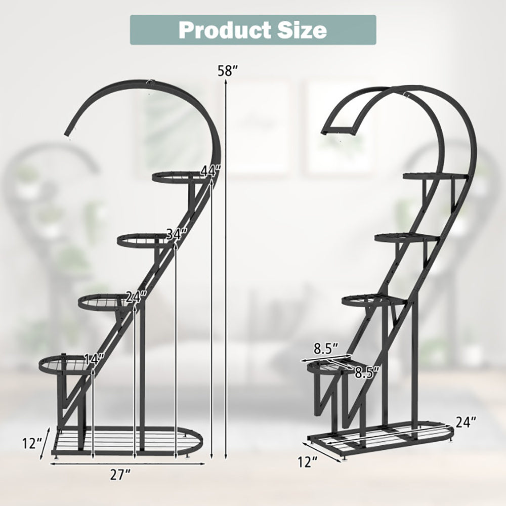 5 Tier Metal Plant Stand With Hanging Hook For Multiple Plants My Store