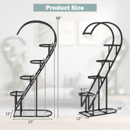 5 Tier Metal Plant Stand With Hanging Hook For Multiple Plants My Store