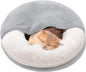 MEWOOFUN Enclosed Cat Bed Cave - Washable Pet Bed With Blanket & Non-Slip Base For Cats & Small Dogs 22'' X 22'', White My Store