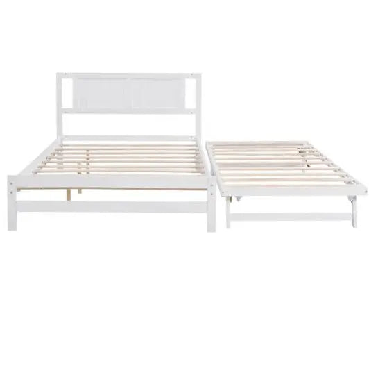Full-size Platform Bed With Adjustable Rollers, White My Store