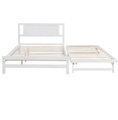 Full-size Platform Bed With Adjustable Rollers, White My Store