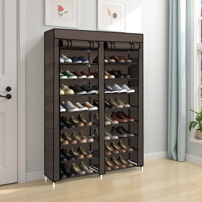 Double Row 10-ply Non-woven Shoe Cabinet- Brown Inkedjoy