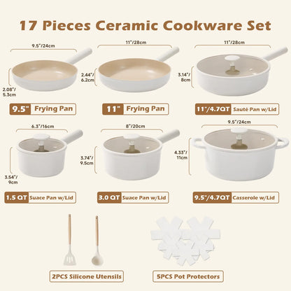 Ceramic Cookware Sets 17pcs, Pots And Pans Set Non Stick My Store