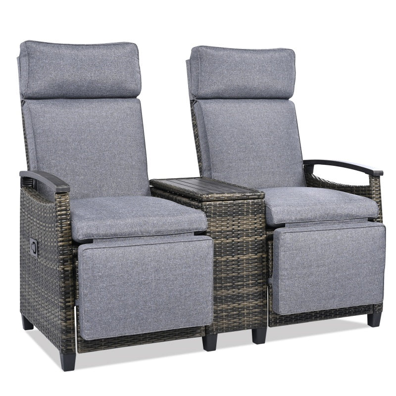 Lounge Chair Double Sofa, Adjustable Backrest Willow Inkedjoy