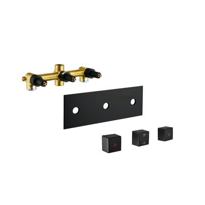Brass Matte Black Shower Faucet With 10 Inch Shower Head And Handheld Spray Inkedjoy