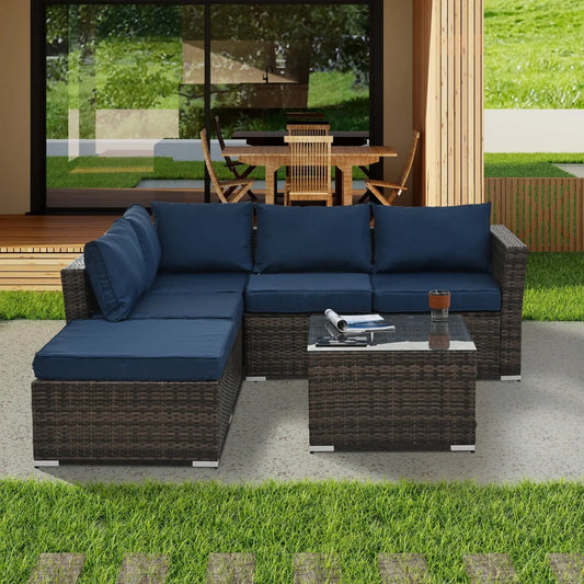 Patio Furniture, Outdoor Furniture, Seasonal PE Wicker Furniture, 4 Set Wicker Furniture With Temper My Store
