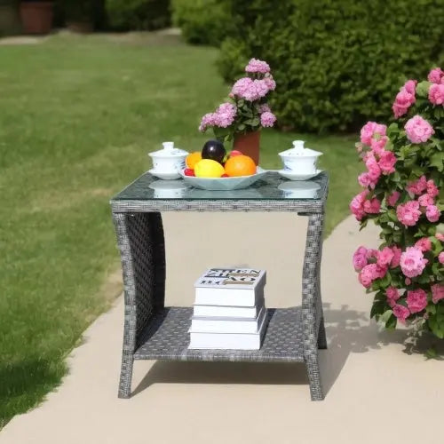 Outdoor Patio Furniture 1 Coffee Table With Clear Tempered Glass My Store