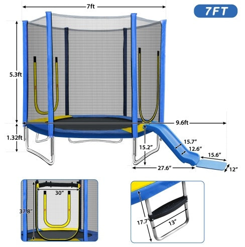 7FT Trampoline For Kids With Safety Enclosure Net, Slide And Ladder My Store