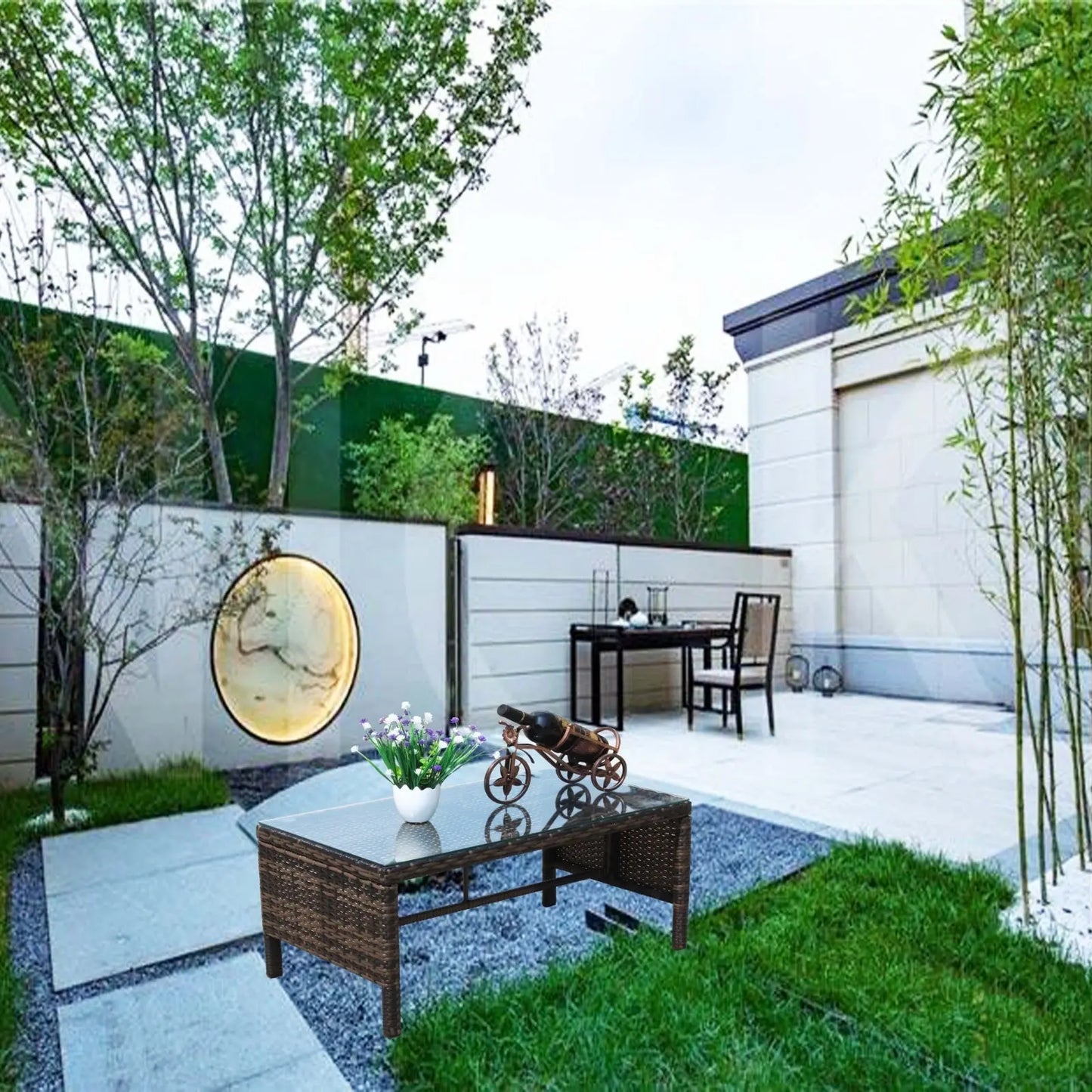 Outdoor Patio Furniture 1 Coffee Table With Clear Tempered Glass My Store