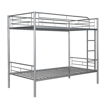 Twin Over Twin Metal Bunk Bed  Silver My Store