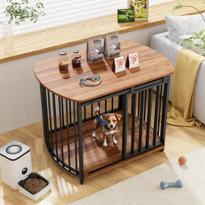 31.5 Furniture Style Dog Crate For Small And Medium Dogs, Wooden Cage Indoor Kennel Furniture, Modern Dog Crate End Table With Double-Doors My Store
