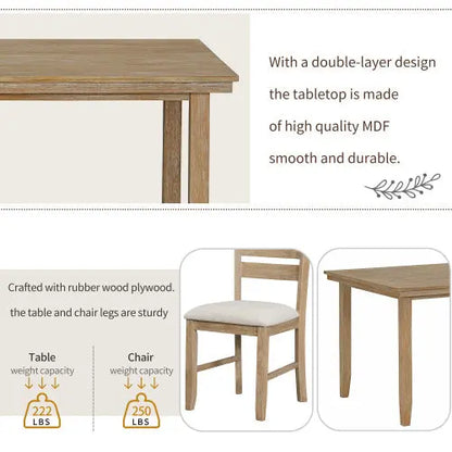 6-piece Wooden Dining Table Set With Dining Table And Chairs With Benches My Store