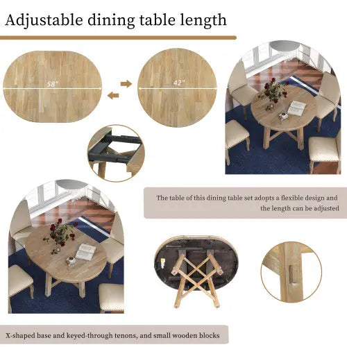5-piece Farmhouse Wooden Dining Table Set My Store