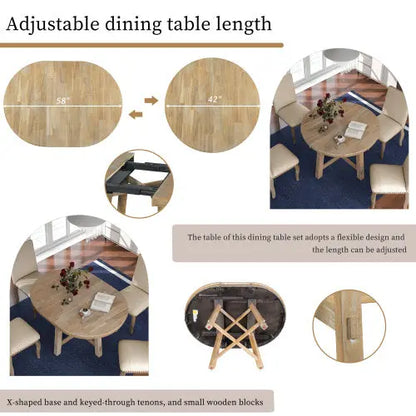 5-piece Farmhouse Wooden Dining Table Set My Store