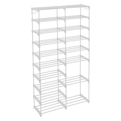 Double Row 10 Layer Non-woven Shoe Rack Inkedjoy