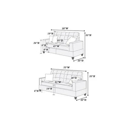 Living Room Furniture 2pc Sofa Set Sofa And Loveseat Charcoal Glossy Polyfiber Plywood Solid Pine My Store