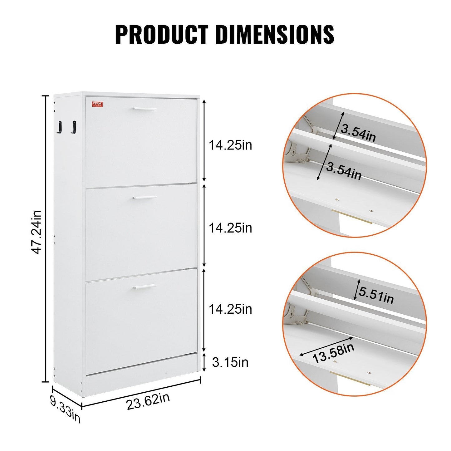 Shoe Cabinet With 3 Flip Drawers Inkedjoy