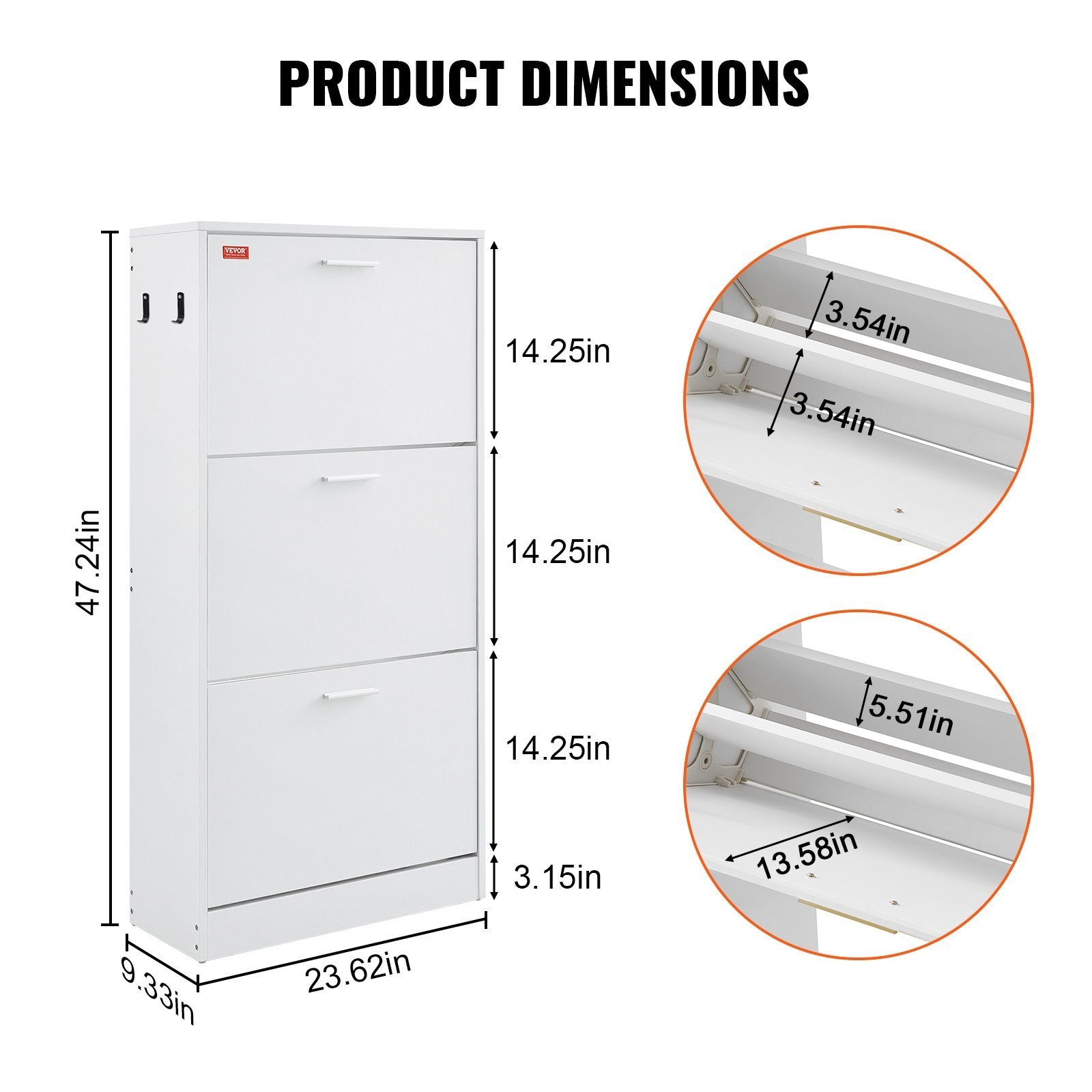 Shoe Cabinet With 3 Flip Drawers Inkedjoy