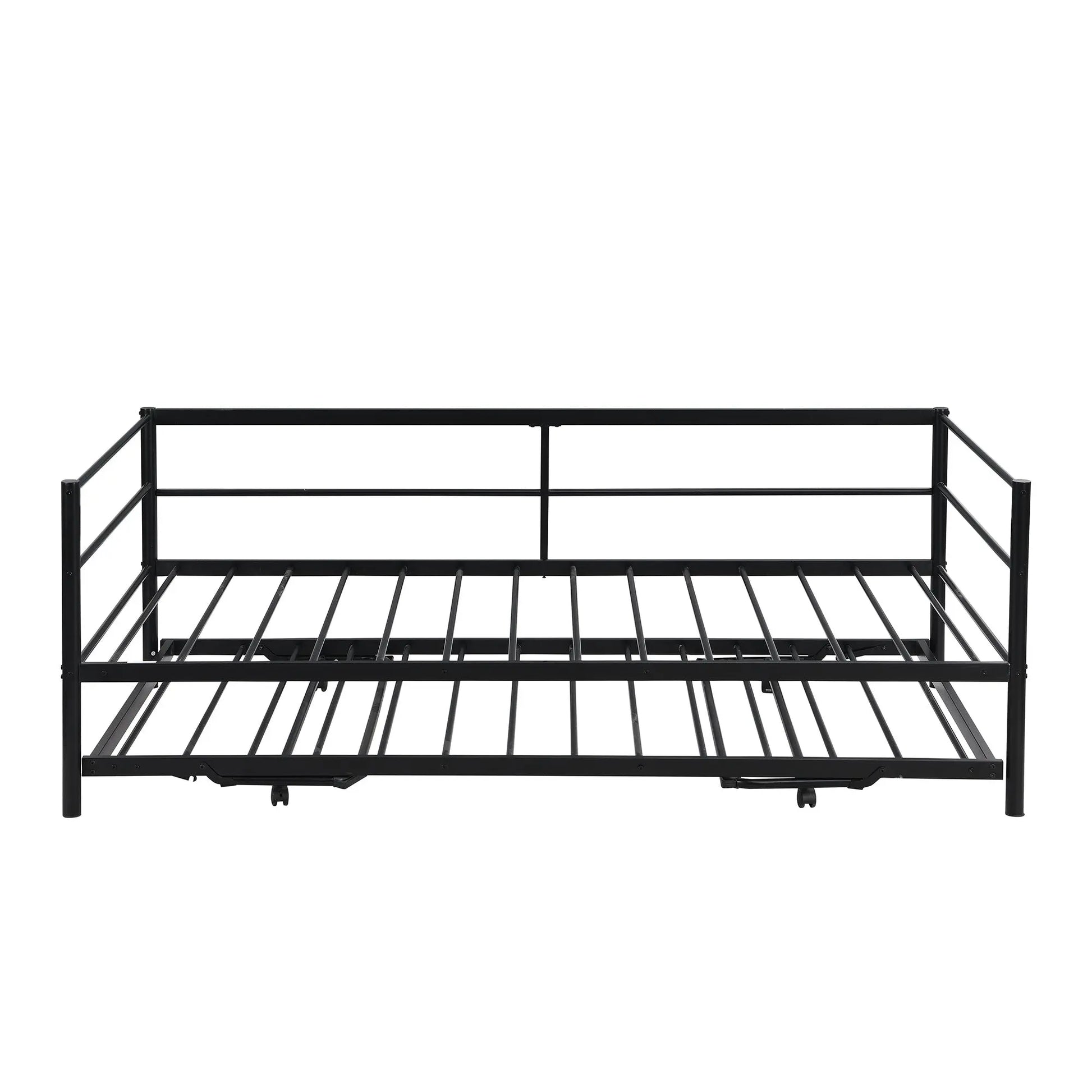 Double Metal Sofa Bed With Adjustable Wheels, Pop-up Wheels, Black My Store