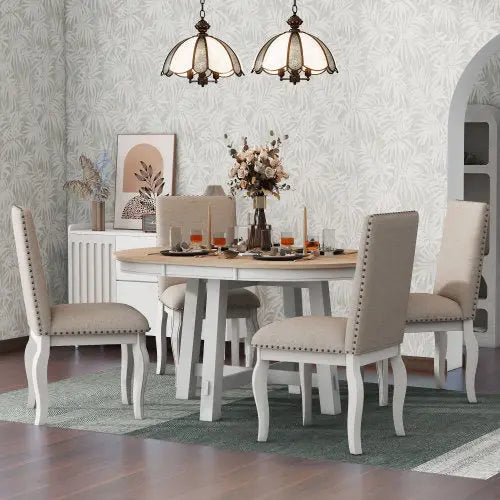 5-piece Farmhouse Wooden Dining Table Set My Store