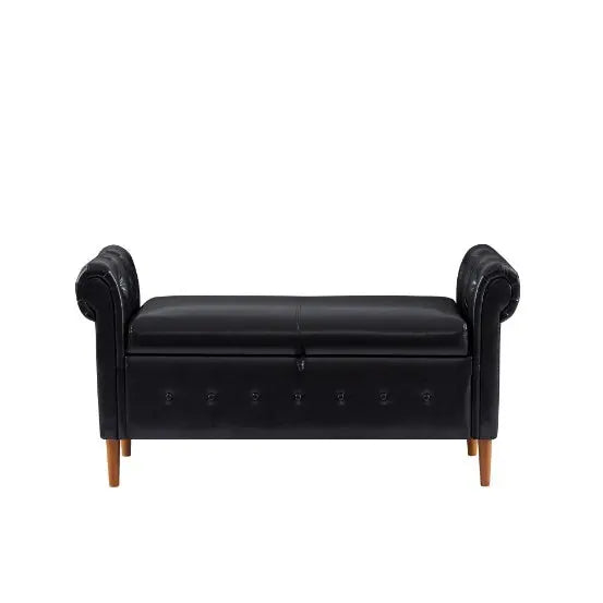 Black Multifunctional Storage Rectangular Sofa Stool My Store