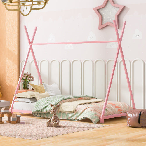 Metal Twin Size House Platform Bed With Triangle Structure My Store