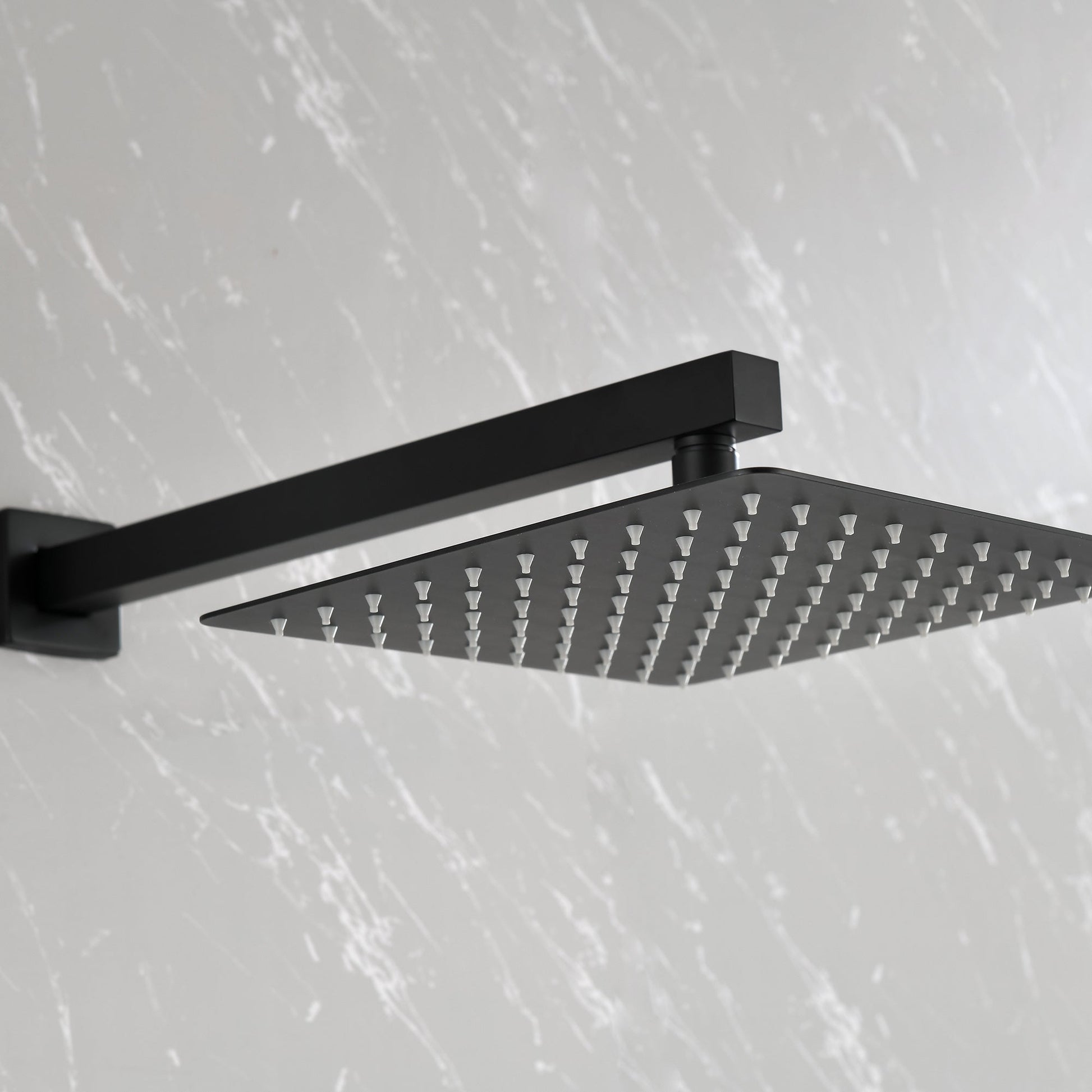 Brass Matte Black Shower Faucet With 10 Inch Shower Head And Handheld Spray Inkedjoy