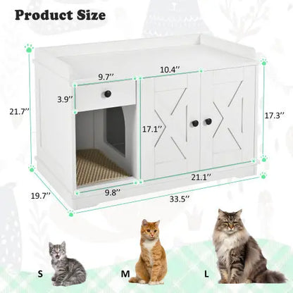 Farmhouse Style Cat Box Cabinet For Living Room, White My Store