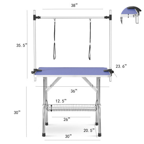 Folding Dog Pet Grooming Table Heavy Duty Stainless Steel Inkedjoy
