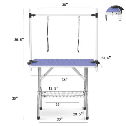 Folding Dog Pet Grooming Table Heavy Duty Stainless Steel Inkedjoy