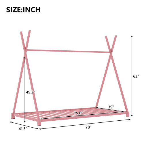 Metal Twin Size House Platform Bed With Triangle Structure My Store
