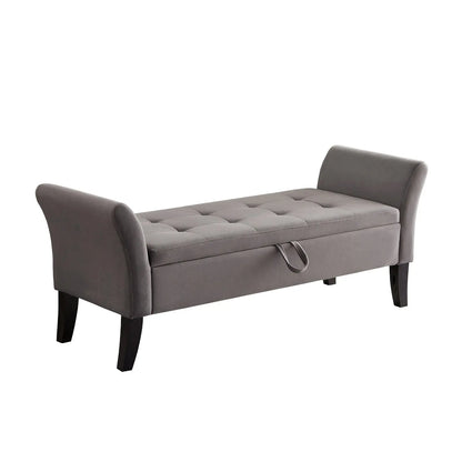 51.5  Bed Bench With Storage Grey Velvet My Store