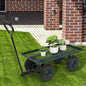 Iron Wood Green Garden Cart With Four Wheels Inkedjoy