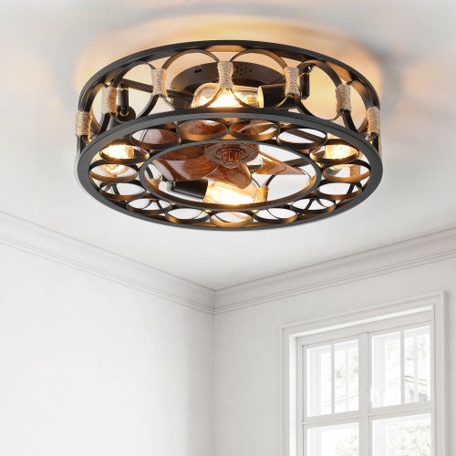 Cage Ceiling Fan With Light Remote Control Inkedjoy