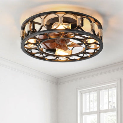 Cage Ceiling Fan With Light Remote Control Inkedjoy