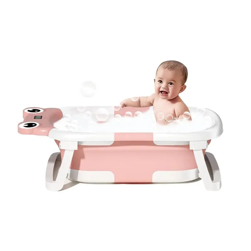Baby Bathtub , Foldable Baby Bath Tub With Soft Floating Cushion & Thermometer , Collapsible Portable Travel Baby Bath Tub My Store