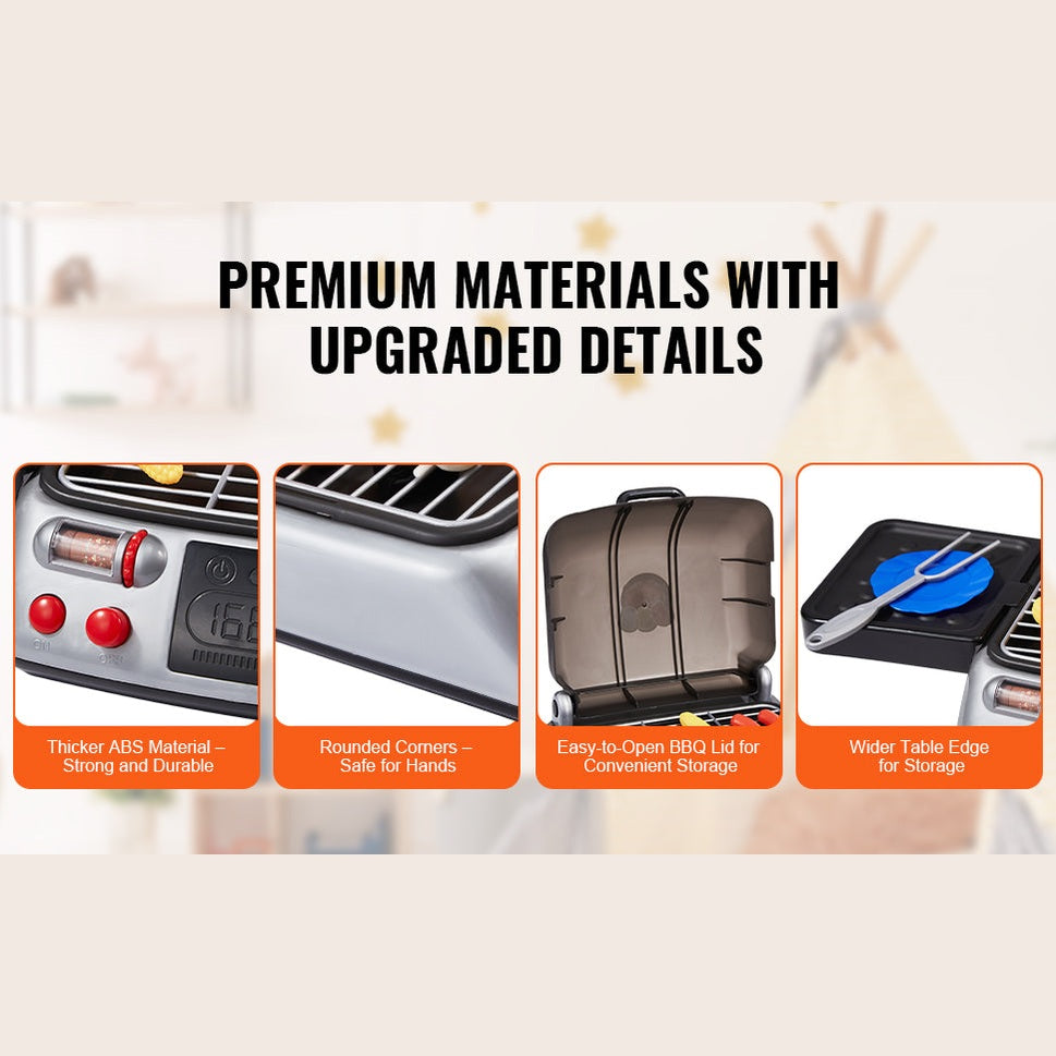 Kids BBQ Grill Toy Set with Pretend Smoke Sound Kitchen - Ohberri