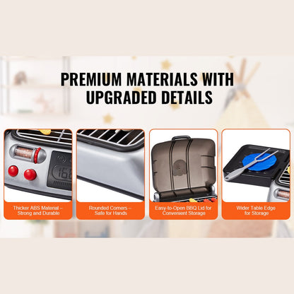 Kids BBQ Grill Toy Set with Pretend Smoke Sound Kitchen - Ohberri