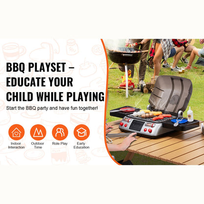 Kids BBQ Grill Toy Set with Pretend Smoke Sound Kitchen - Ohberri