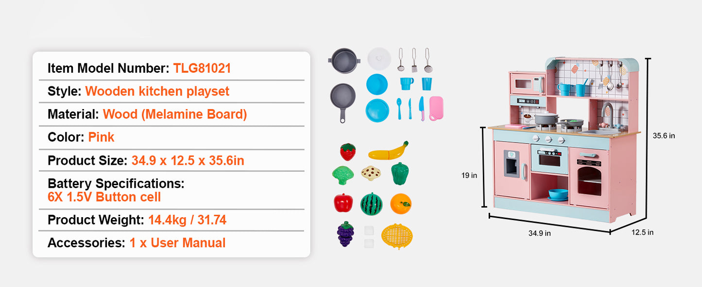 Pretend Play Cooking Toy for Kid Kitchen, Accessories with Lights & Sounds - Ohberri