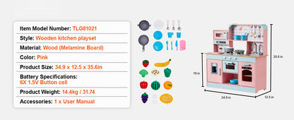 Pretend Play Cooking Toy for Kid Kitchen, Accessories with Lights & Sounds - Ohberri